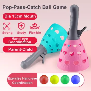 with 4Balls Bull Ball Toy Party Favors Game Activities Pop-Pass-Catch Ball Game Parent-Child Interaction Beach Sport Toys