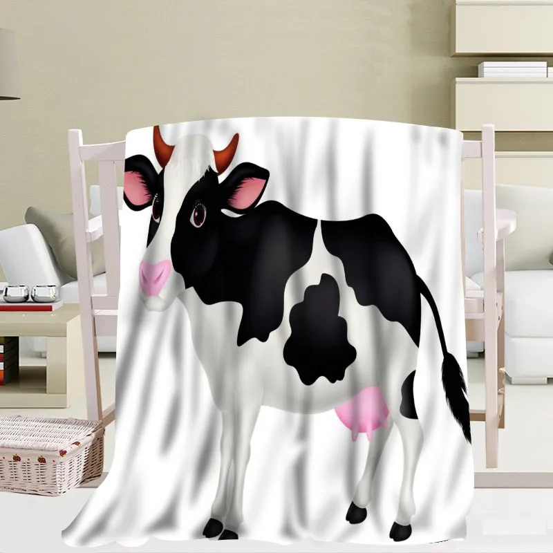 

Фланелевое одеяло, мягкое теплое удобное декоративное одеяло для дивана, кровати, для детей и взрослых, покрывало для кемпинга и пешего туризма, милая корова, с мультяшным рисунком