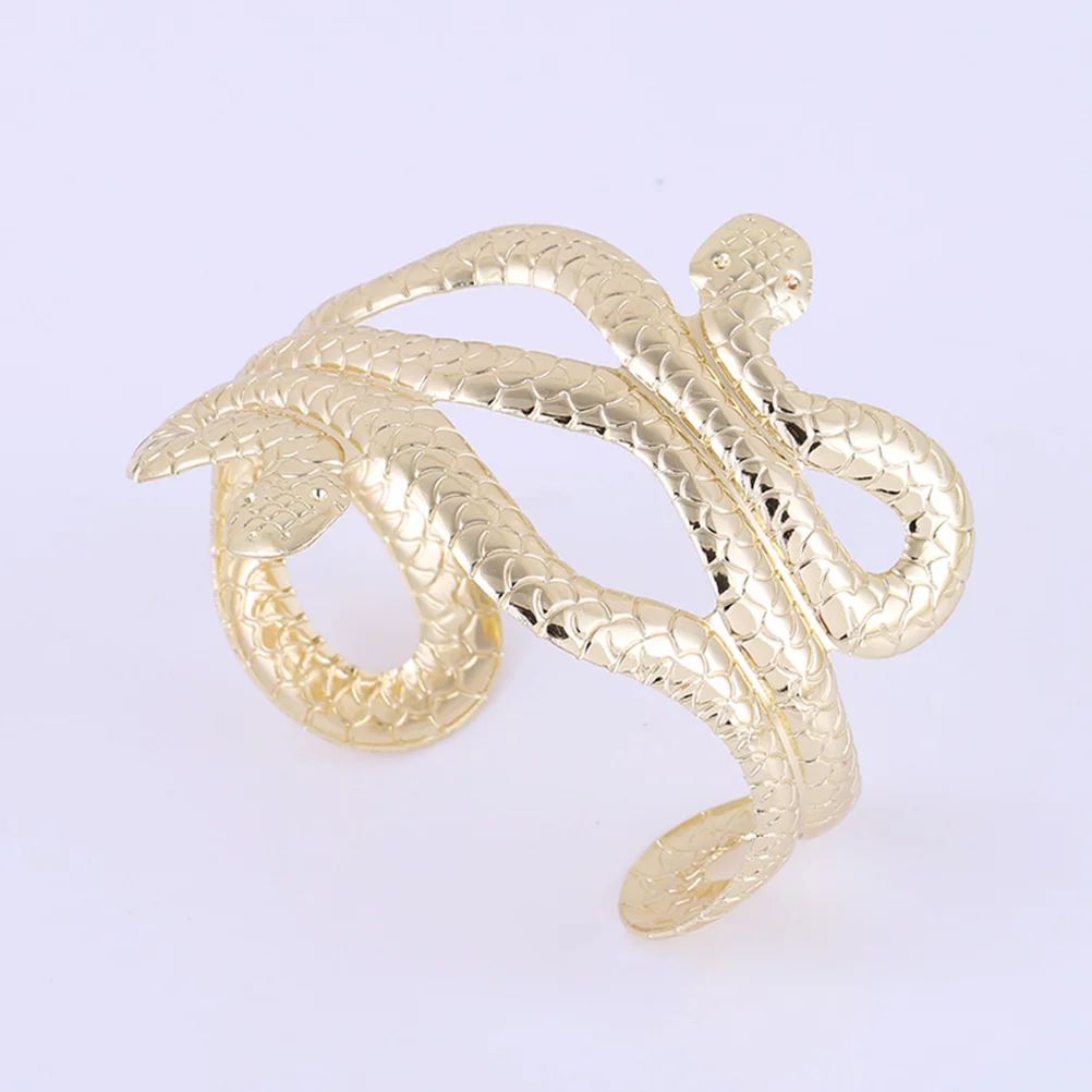 

2pcs Chic Snake Bracelet Stylish Iron Open Bangle for Lady Women Girls (Golden)