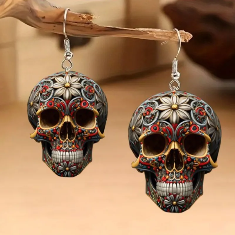 

Fashion Gothic Colorful Strange Skull Earrings Women's Jewelry Alloy Halloween Punk Holiday Jewelry Accessories