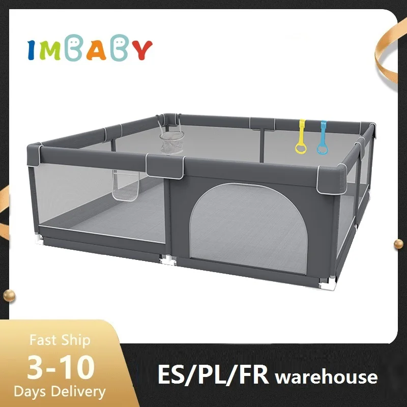 IMBABY Playpen for Children Dark Grey Children Fence Safety Barrier Baby Playground Indoor Baby Game 6 To 12 Months Kids Playpen