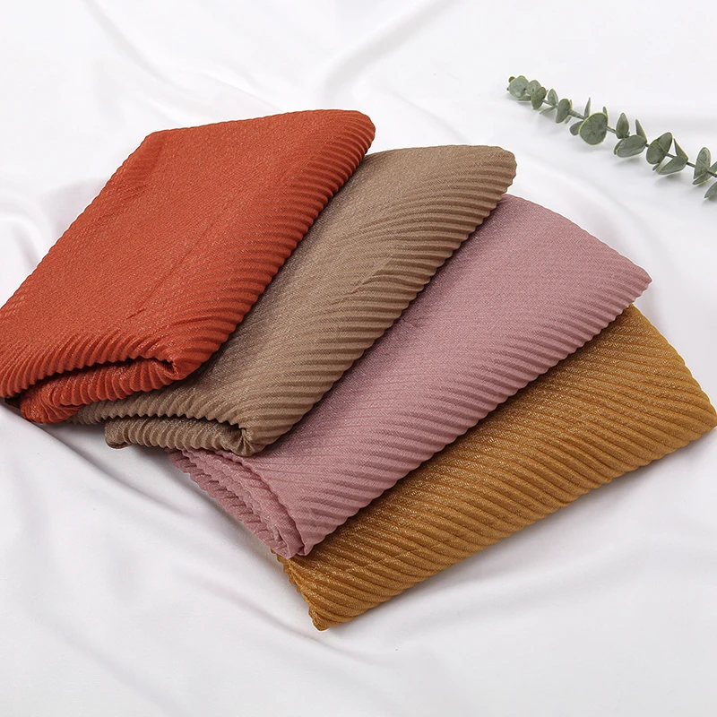 New Pleated Shimmer Glitter Hijab Cotton Viscose Muslim Hijabs Scarves For Women Headscarf Wraps Islamic Headband Foulard Veils