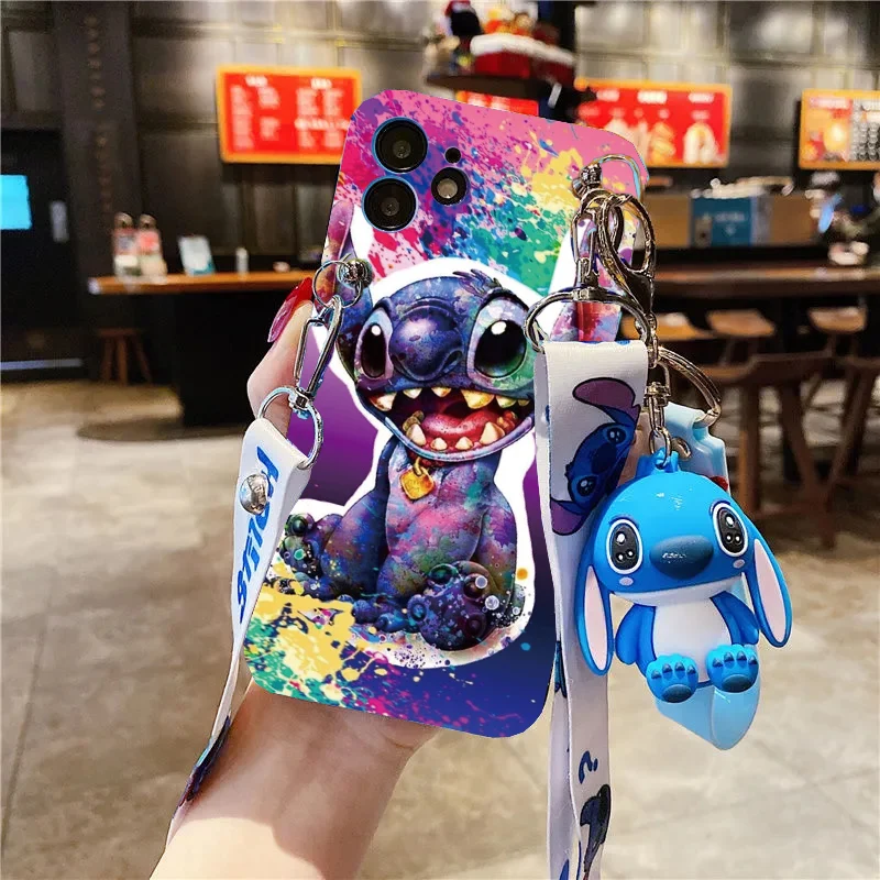 Custodia Per Samang Galaxy A05 A05S A15 A04S A23 4G 5G Cute Blue 3D Stitch Pink Angel Cartoon Pendant Tpu Phone Cover
