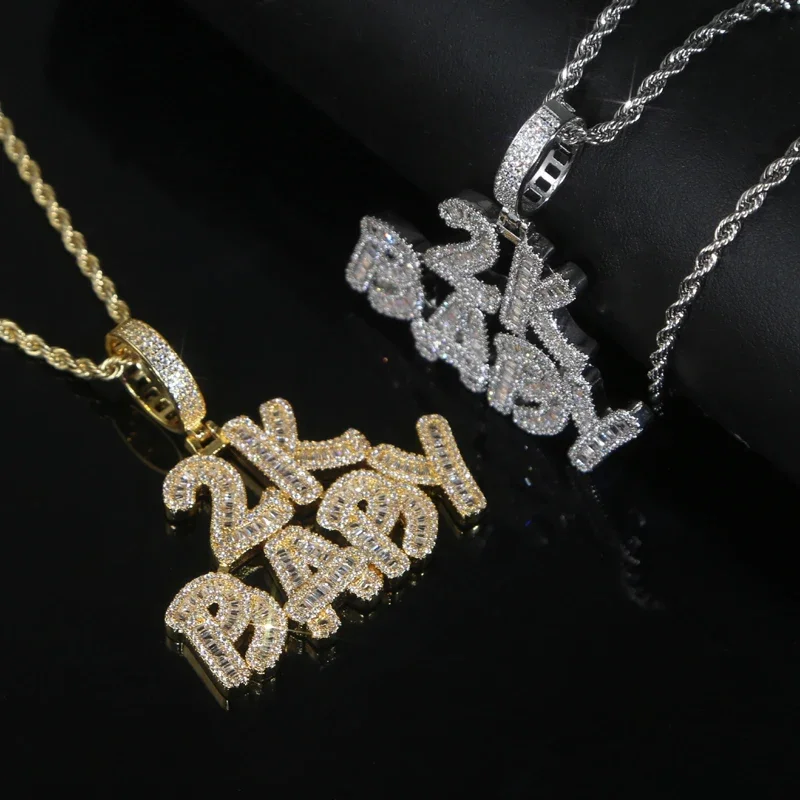 Full Paved 5A Cubic Zircon Pendants Necklace Gold Plated