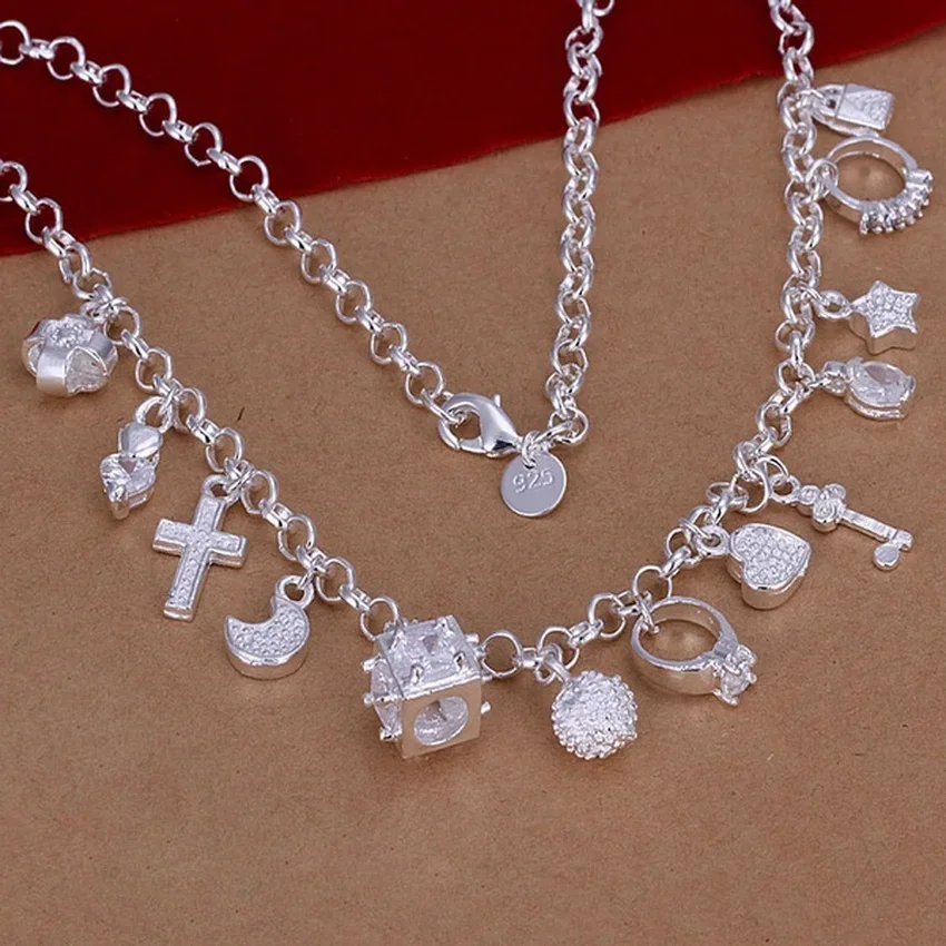 

Silver Color Wedding Women Noble Luxury Gorgeous Charm Fashion Women Lady Wedding Pendants Necklace Silver Jewelry