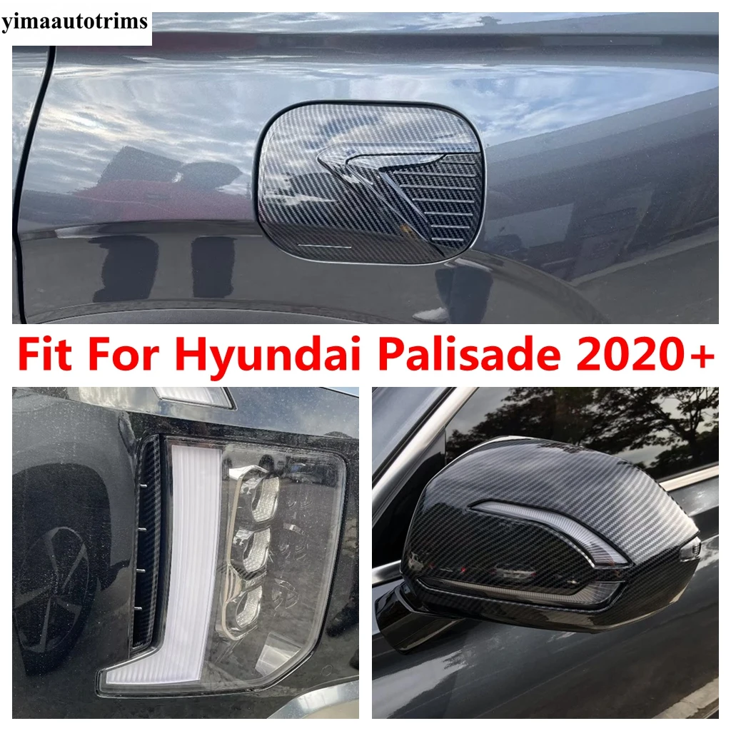 

Rearview Mirror Cap / Front Fog Light Eyebrow / Fuel Oil Tank Cover Trim For Hyundai Palisade 2020 2021 ABS Chrome Accessories
