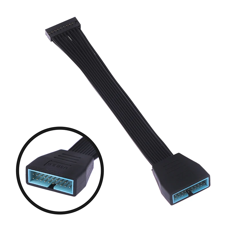 

1 шт. маленький внутренний удлинитель Mini USB 3,0 19/20 Pin, адаптер-кабель, черный плоский провод, кабель для материнской платы 5,9 дюйма/15 см