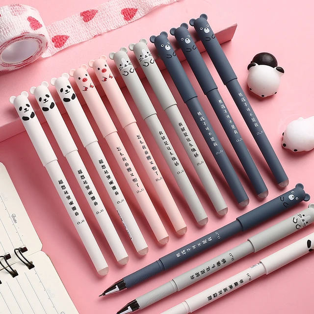 Stylo à Gel effaçable animaux, joli stylo à encre étanche avec gomme,  papeterie Kawaii, fournitures scolaires et de bureau - AliExpress