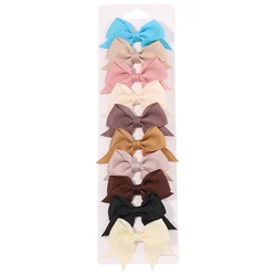 Charming Ribbon Bow Hair Clips Set for Girls - Pack of 10 Handmade Hair Accessories (2640 - 2)