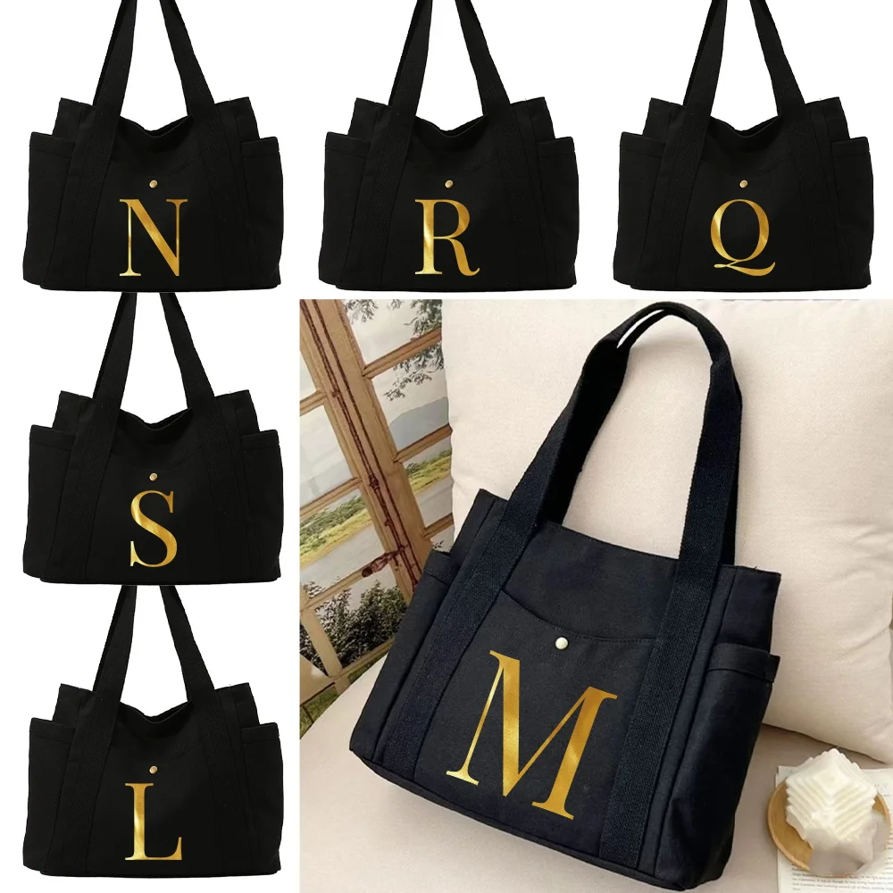 

Women Canvas Single Shoulder Bags Outdoor Travel Single Items Storage Bag Letter Pattern Series Work Commuting Shoulder Bag