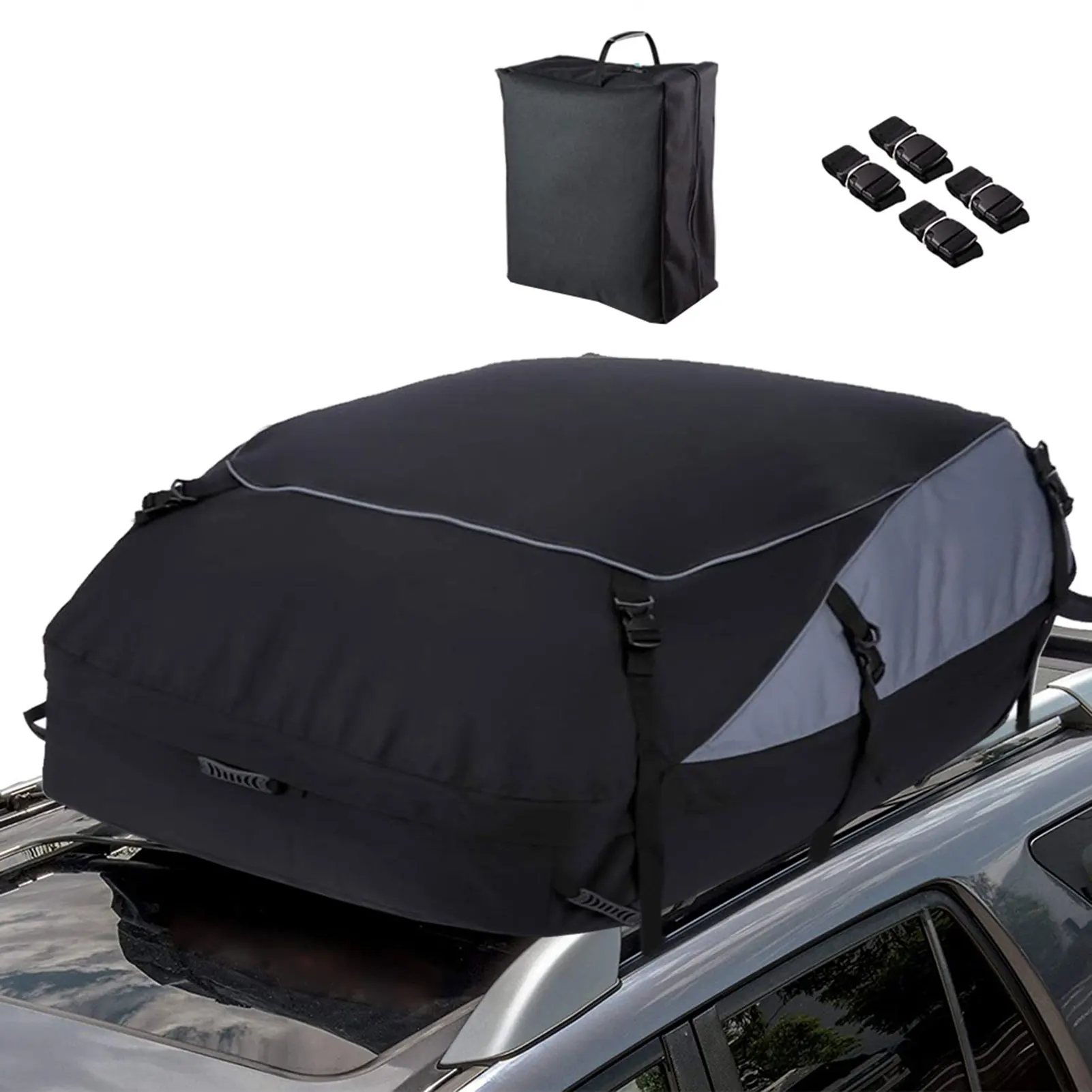 Roof Box for All Cars with Rack or Rails Needed Three sizes of Waterproof Roof Bag 600D Three capacities 380L/560L/790L,Foldable Rooftop Cargo Bag with 6 Reinforced Straps 130x100x45CM 