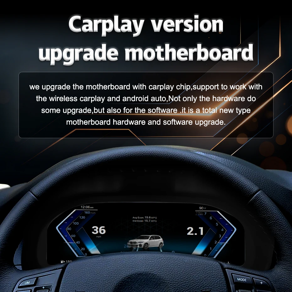 Pantalla Digital Inalámbrica Carplay Android Auto de 12.3'' para BMW X3 F25 X4 F26 X5 E70 F15 X6 E71 F16 CIC CCC NBT EVO, Panel LCD, Velocímetro, Instrumento Virtual, Bluetooth 4