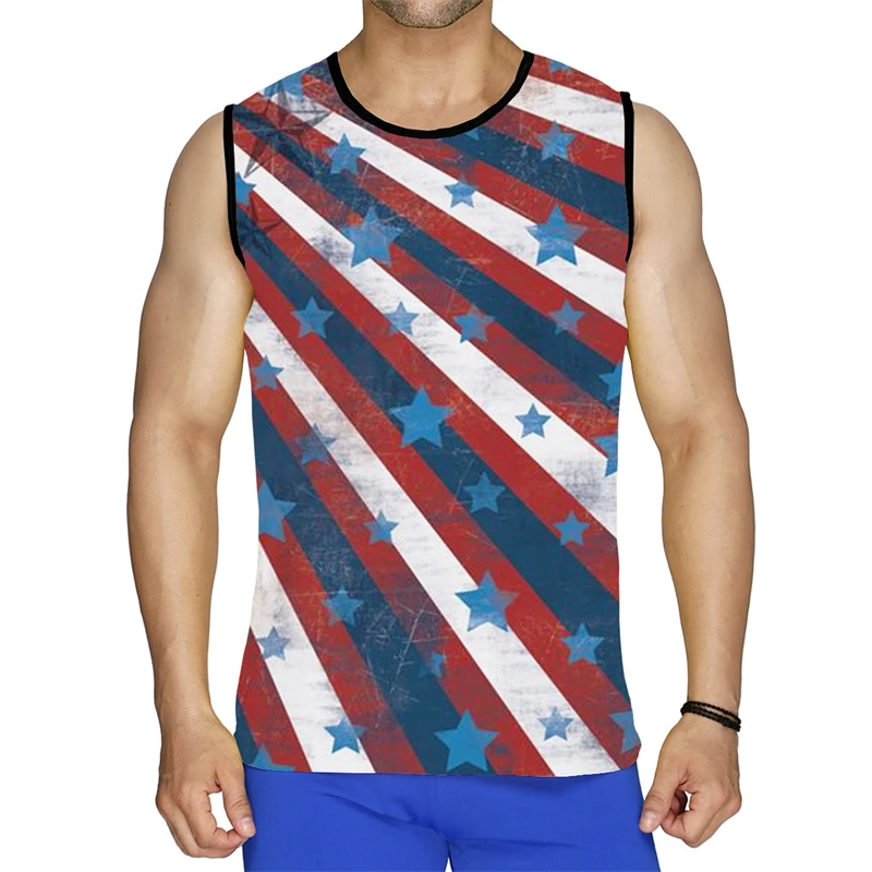 

USA Eagle National Flag Graphic Tank Top Gym Clothing Men 3D Print Basketball Vest Summer Undershirt Harajuku Fashion Streetwear
