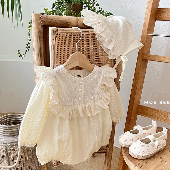 Herbst Baby Kleidung Kleinkind Baby Mädchen Romper + Hut Rüschen Kleidung Langarm Baumwolle Spleißen Frühling Infant Baby Mädchen Overall – Detail 6