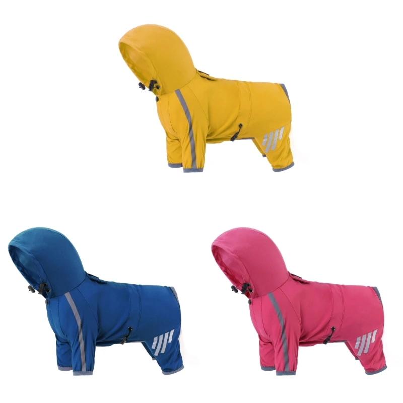 

Дождевики для собак ReflectiveStripe Cat Rainwear Puppy Одежда с капюшоном для щенков Водонепроницаемые куртки для собак на для