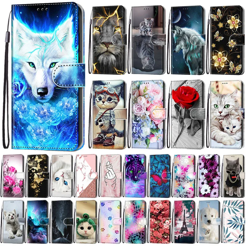 Redmi 9 9A 9T Wallet Case For Xiaomi Redmi 9 Phone Cover Cute Painted Flip Etui For Xiomi Xiaomi Redmi 9 9A 9AT 9C 9T Case Funda