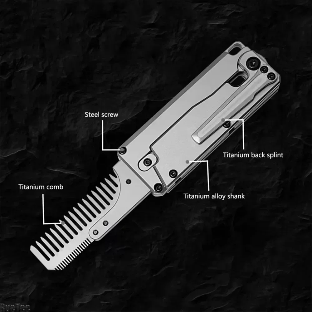 Multi-function EDC Utility Window Breaker Titanium Alloy Folding Comb Replaceable Comb Outdoor Camping Hunting Survival Tool 3