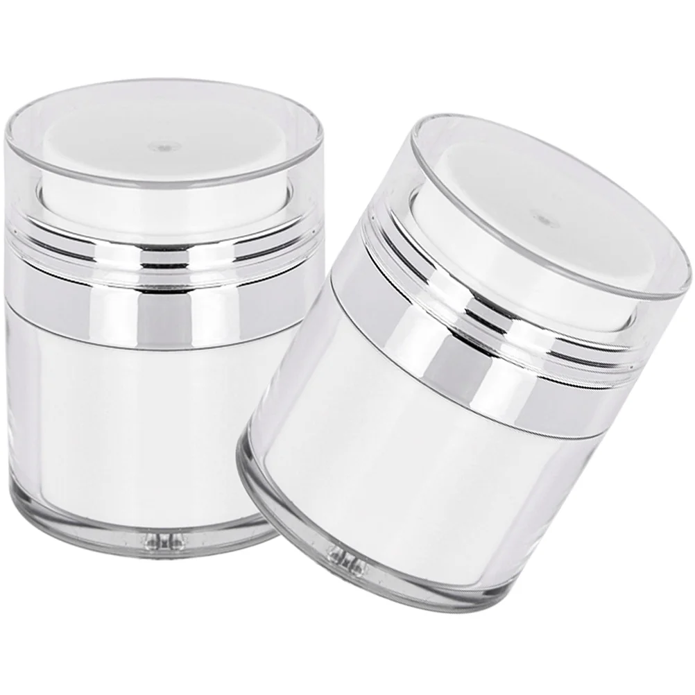 

2pcs Cream Jars Dispensers Cosmetics Sample Jars Refillable Glass Plastic Pump Bottles 15ml