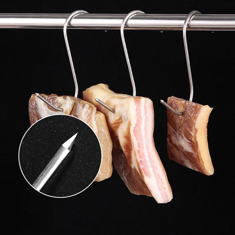 Description Picture 5 of item20PCS Stainless Steel S-shaped Hook Tool Butcher's Meat For Smoking Butchering Hunting Chicken BBQ Pork Sausage Bacon Grill