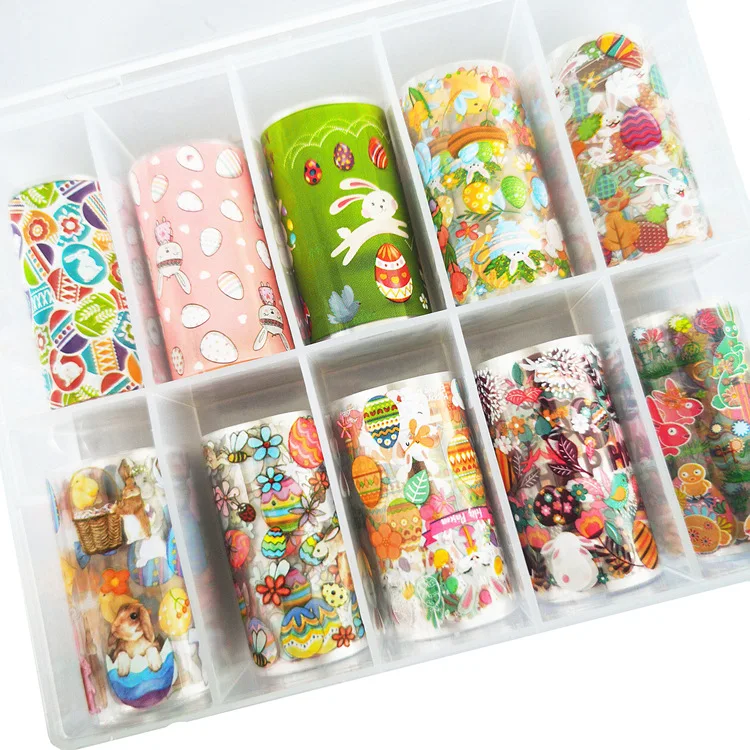 

2022 4*100cm Easter Chick Egg Sliders For Nails Bunny Rabbit Design Water Decals Wraps Nail Art Sticker DIY Manicure Tip