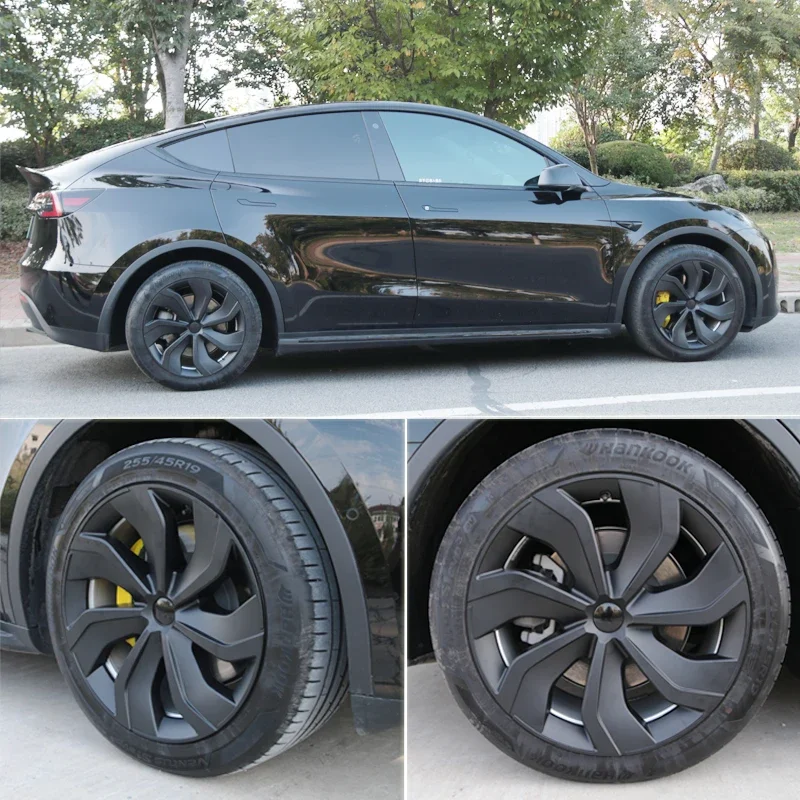 Wheel Hub Covers Caps 4PCS Hub Cap Performance Replacement Wheel Cap Automobile Hubcap Full Rim Cover Accessories For Tesla Model Y 19 Inch