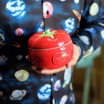 Simpatica ciotola coperta di pomodoro in ceramica Ciotola per uova al vapore Ciotola profonda isolante Ciotola da forno 1