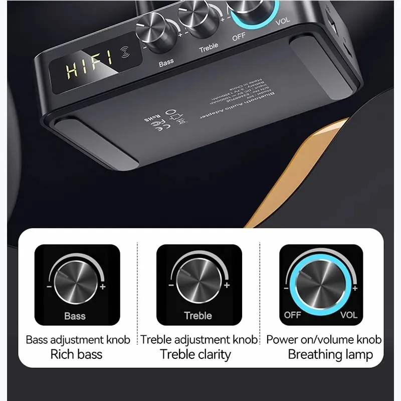 NFC 1200Mah Bluetooth 5.0 Receiver Transmitter Stereo 3.5mm AUX Jack RCA TV PC Wireless Audio Adapter Micrphone Sing FM Radio