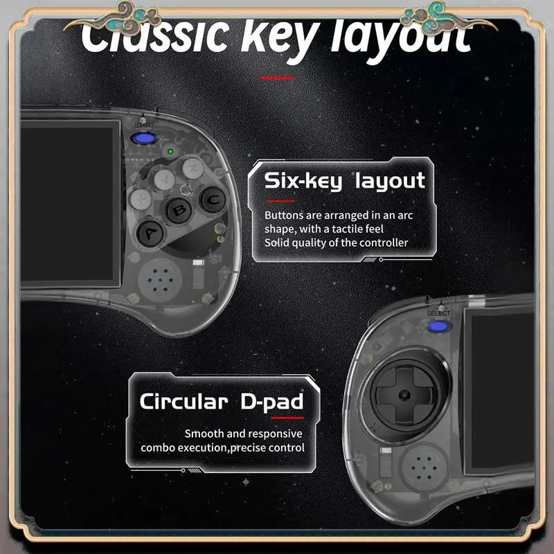 A46M-RG ARC-S Handheld Game Console 128G 4Inch IPS Linux OS Six Button Design Retro Video Players Support Wired Handle