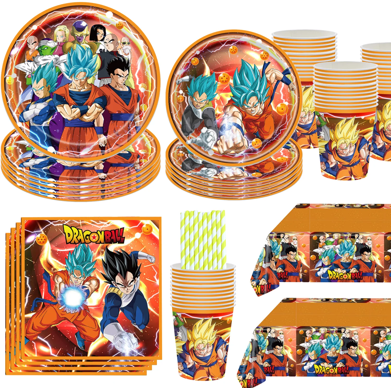 New Dragoned Ball Kid Birthday Party Supplies Tableware Paper Cup Plate Napkins Baby Shower Foil Balloon Son Goku Party Decor disney frozen elsa anna princess party supplies disposable tableware set baby shower girls kid paper cup straw plate decor gifts