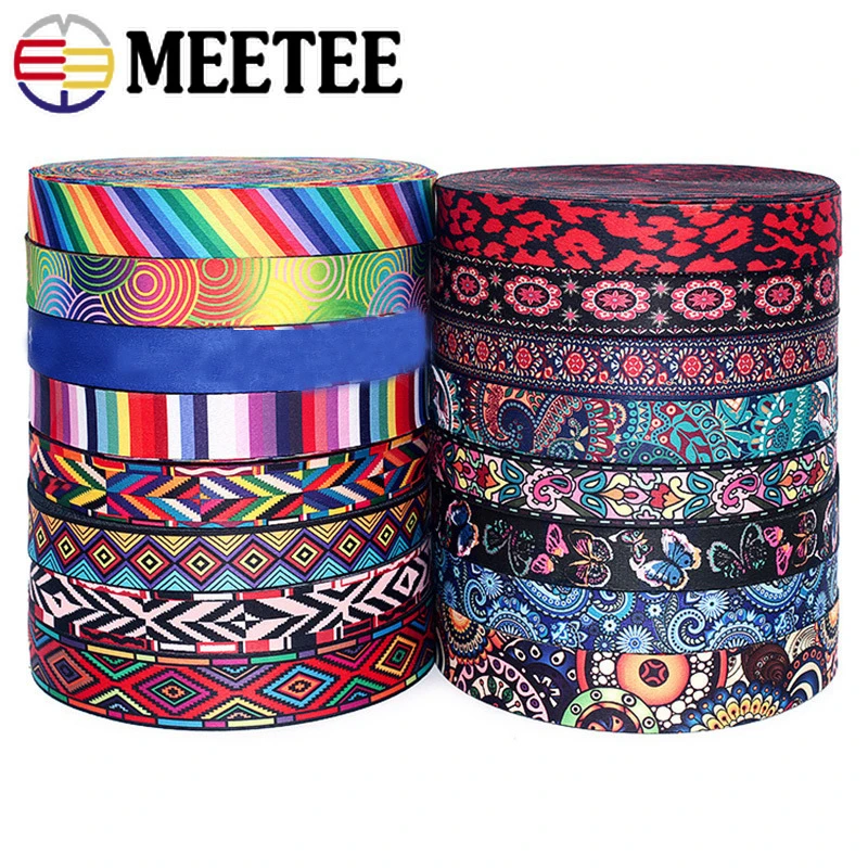Meetee 5Meters 38mm Fashion Print Ethnic Jacquard Webbing Bags Strap Belt Ribbon DIY Textile Clothing Decor Sew Accessory