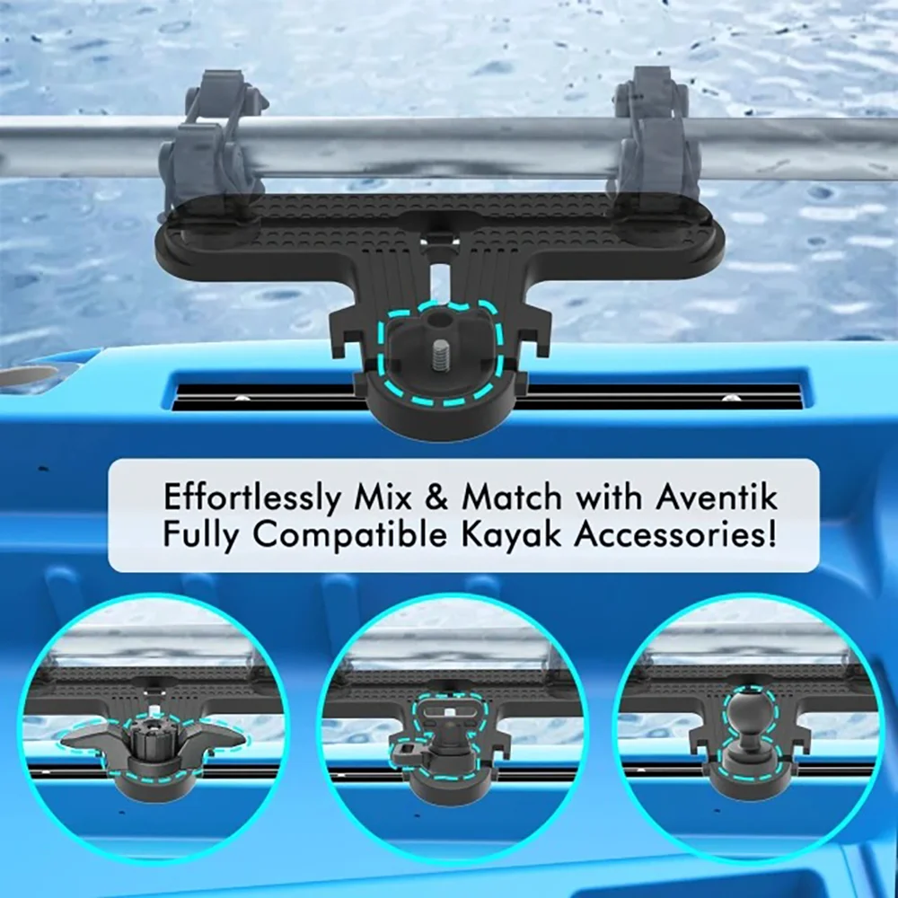 Aventik Pista per kayak da 2 pezzi con impugnatura migliorata Pista laterale durevole a forma di T per contenere la pagaia portabicchieri per canna da pesca - immagine 3