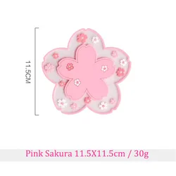 Sakura Floral Pink Coaster - Elegant PVC Heat - Resistant Mat for Home and Office Decoration (Pink 11cm)