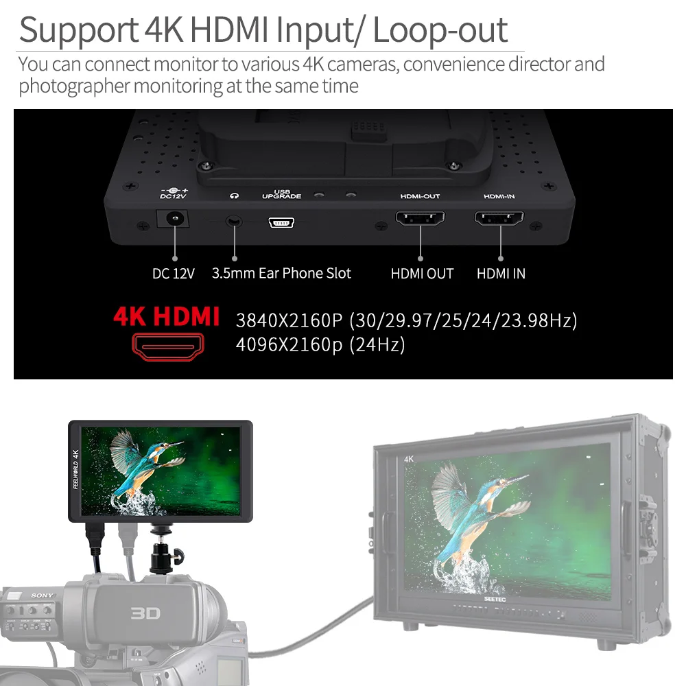 FEELWORLD F570 5.7 Inch DSLR On Camera Field Monitor Small HD Focus IPS 1920x1080 Support 4K HDMI Input Out Aluminum Housing