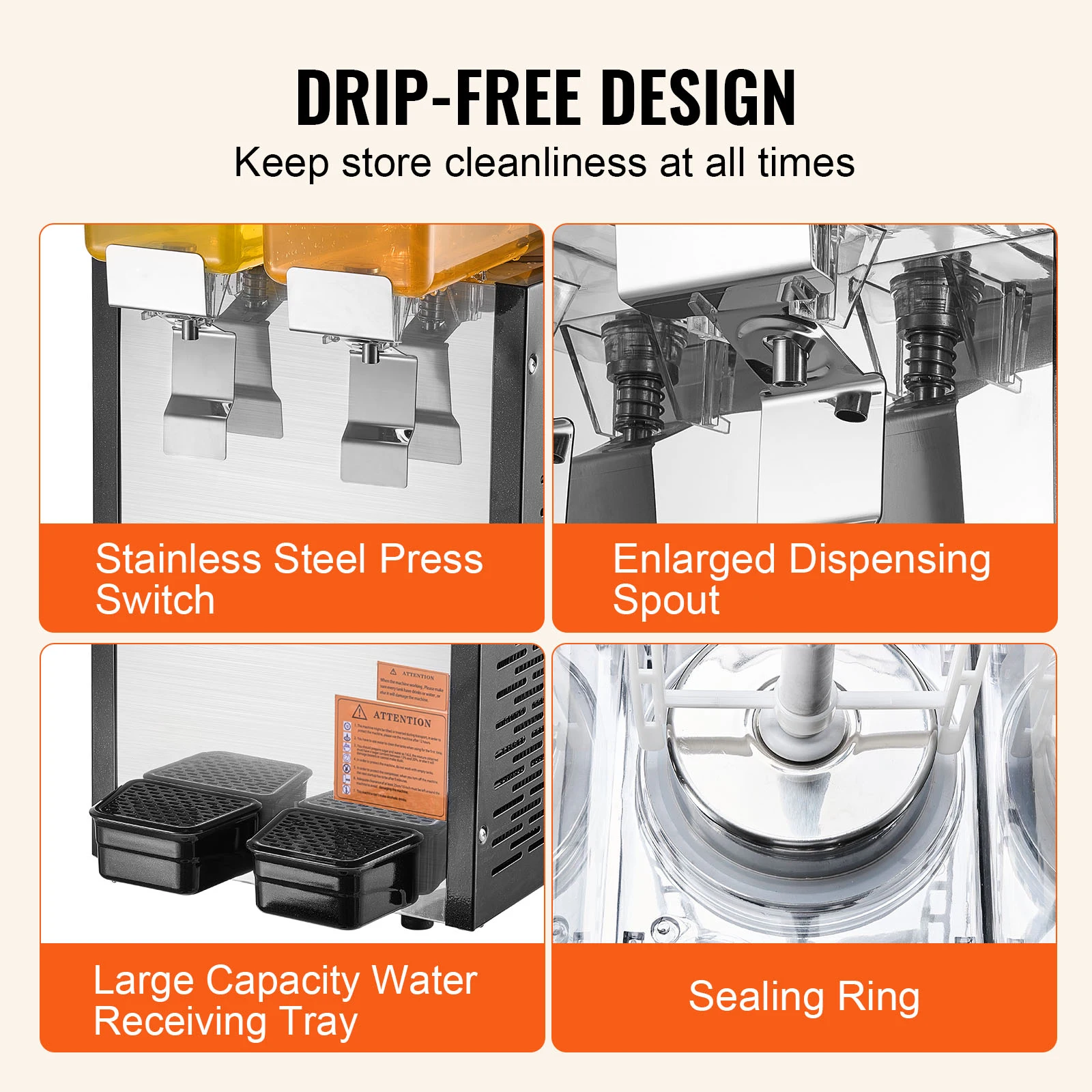 SucceBuy 1/2 Tanks Commercial Beverage Dispenser 10L/12L/18L Per Tank Juice Dispenser Stainless Steel Ice Tea Drink Machine 3