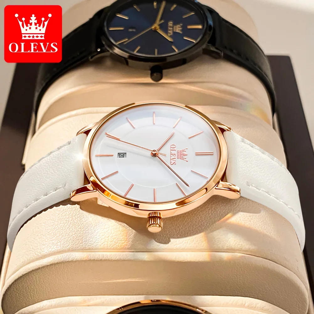 Elegant Leather Strap Women's Ultra-Thin Waterproof Quartz Watch