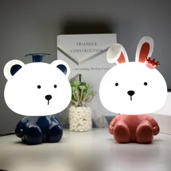 New Cartoon Animal Light Bear Night Light Pink Rabbit Light Creative Bedroom Bedside Decoration LED Baby Gift Feeding Light