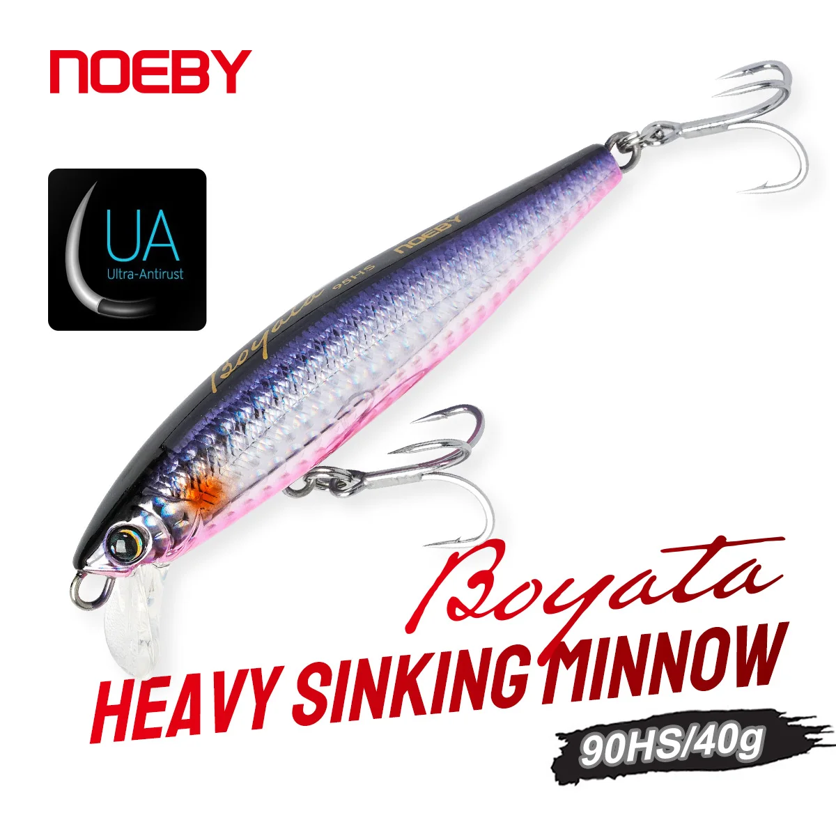 NOEBY Boyata Heavy Sinking Minnow 95HS 95mm 42g Weitwurf-Salzwasser-Jerkbait für Gelbschwanz-Thunfisch und Großwildfischerei