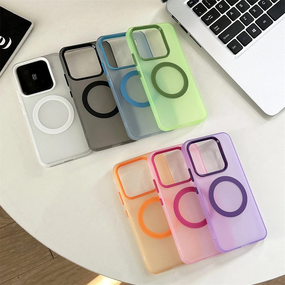 Armour Magnetic Translucent Phone Case with Colorful Camera Bumper