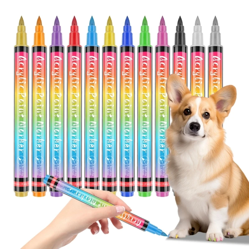 12Colors Pet Nails Polish Pens Removable and Safe Cats Colouring Pen Set