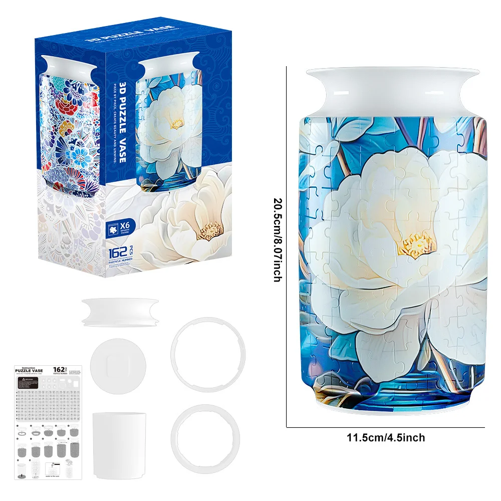Three-Dimensional Flower Vase Puzzle Creative DIY 3D Puzzle Vase Waterproof Bottles for Arranging Flowers Home Decoration Gift 4