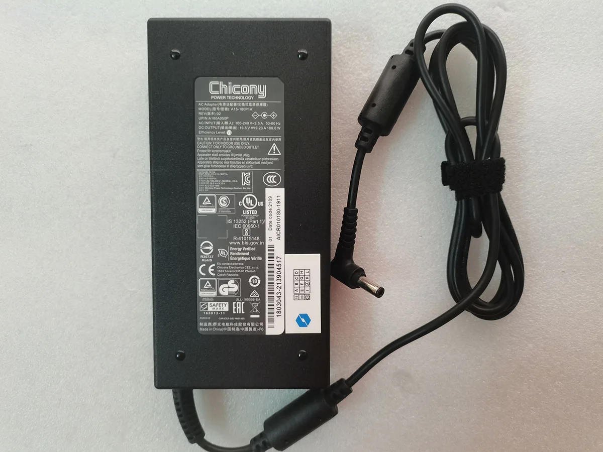 Oem Slim Chicony 180.0W 19.5V 9.23A A15-180P1A Rev:02 Per Gigabyte G5 Kc Rtx3060 Laptop Slim Ac Adater