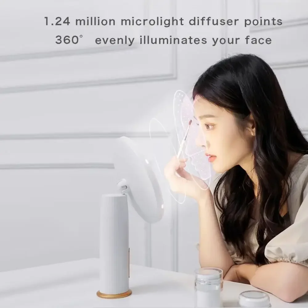 3 LED Colors Vanity Mirror with Lights Rechargeable Portable Makeup Mirror Brightness Adjustable Touch Screen Beauty Mirror​