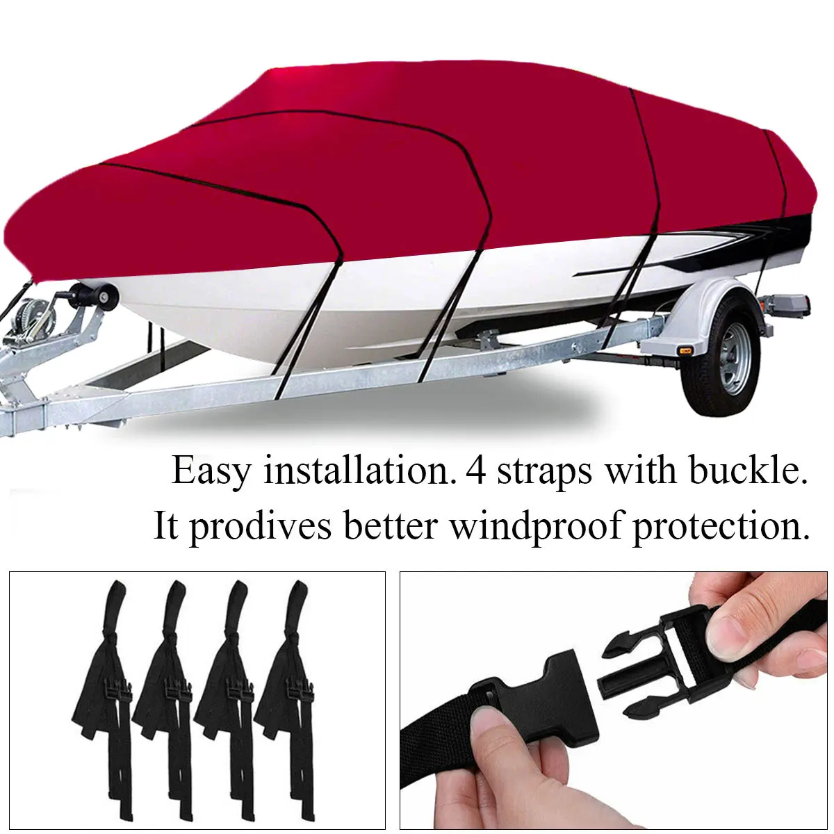 210D Yacht Boat Cover 11- 22FT Anti-UV Waterproof Heavy Duty Marine Trailerable Canvas Accessories