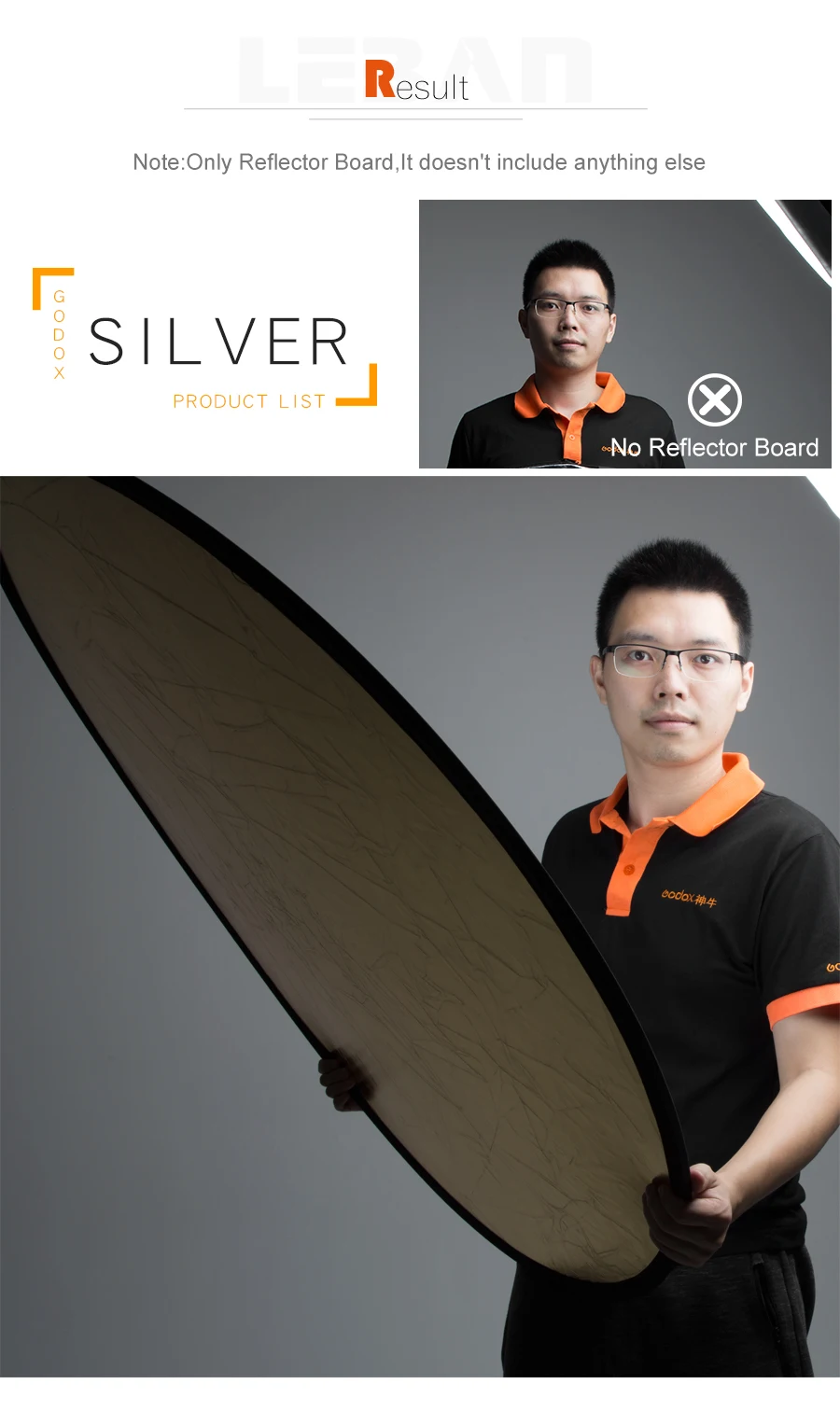 5 - in - 1 collapsible and portable Photography Reflector Board 80cm 110cm 100x1