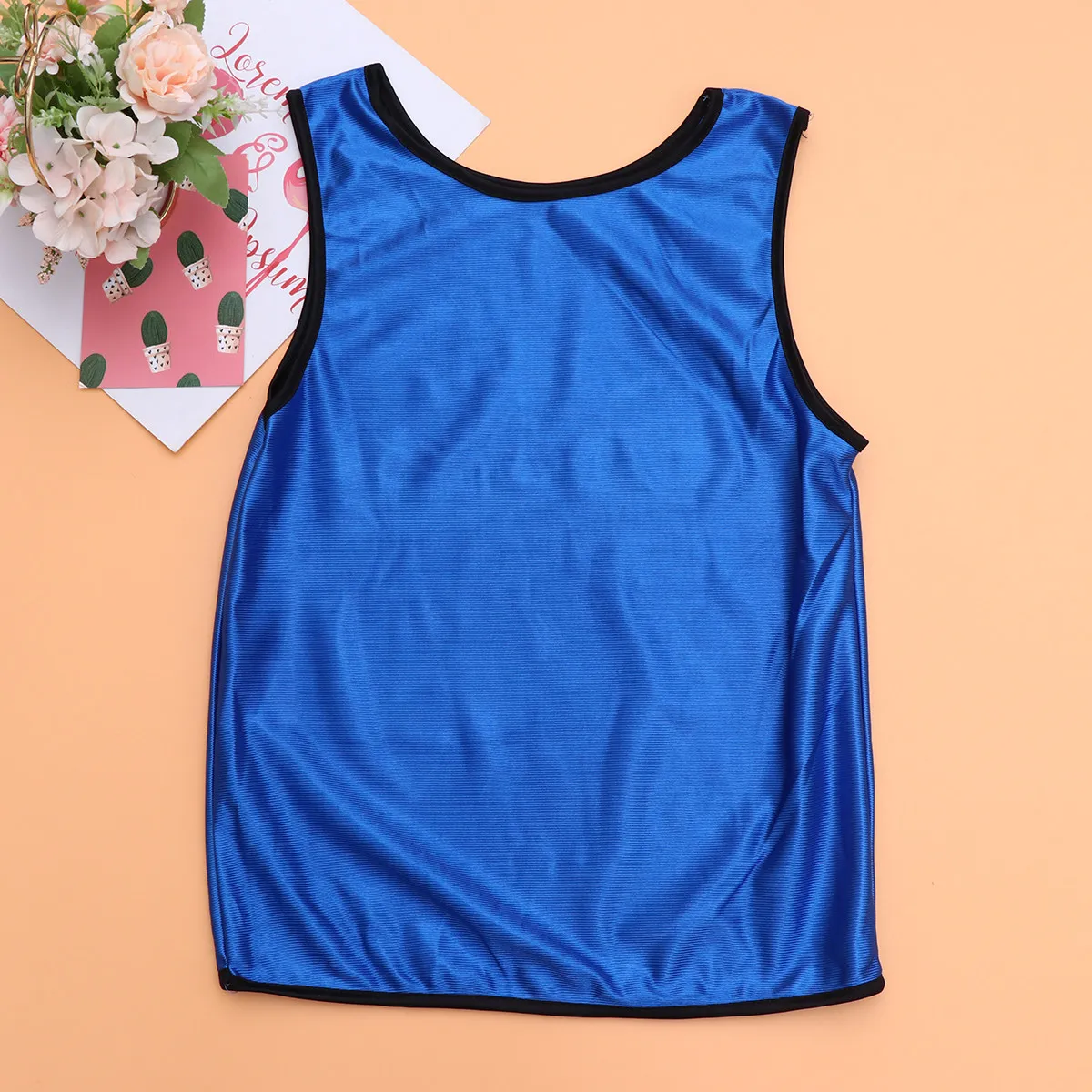 6Pcs 어린이 훈련 조끼 진한 파란색 통기성 부드러운 폴리 에스터 여름 스포츠 민소매 셔츠 축구 농구 팀 착용
