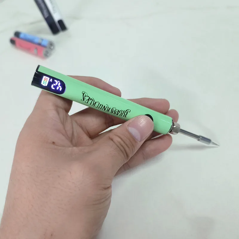 1-5pcs Brass Knuckles Battery Portable Electric Soldering Iron 500mAh LCD Display Type-C Charging 510 Battery 2.7V-4.2V 2
