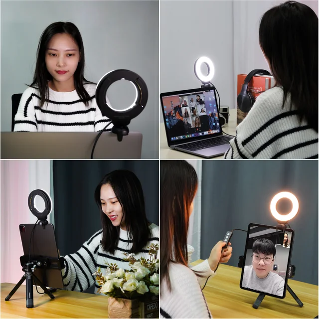 Mini 4 pollici LED Ring Light Clip-on Laptop videoconferenza