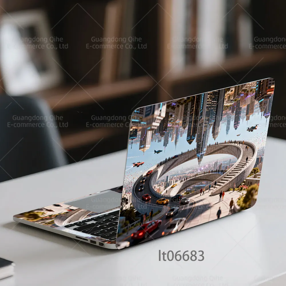 Futuristic City Design Laptop Skin Sticker Set - 2 Piece Decal Cover