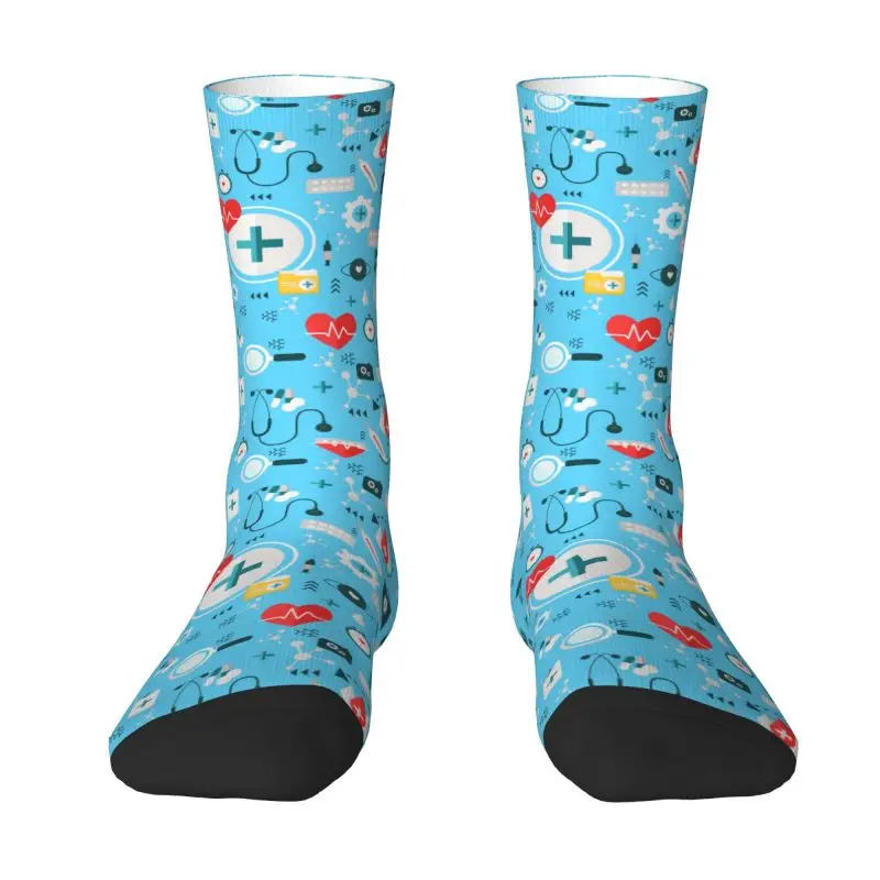

Cute Printing Nursing Pattern Socks for Men Women Stretch Summer Autumn Winter Nurse Print Crew Socks