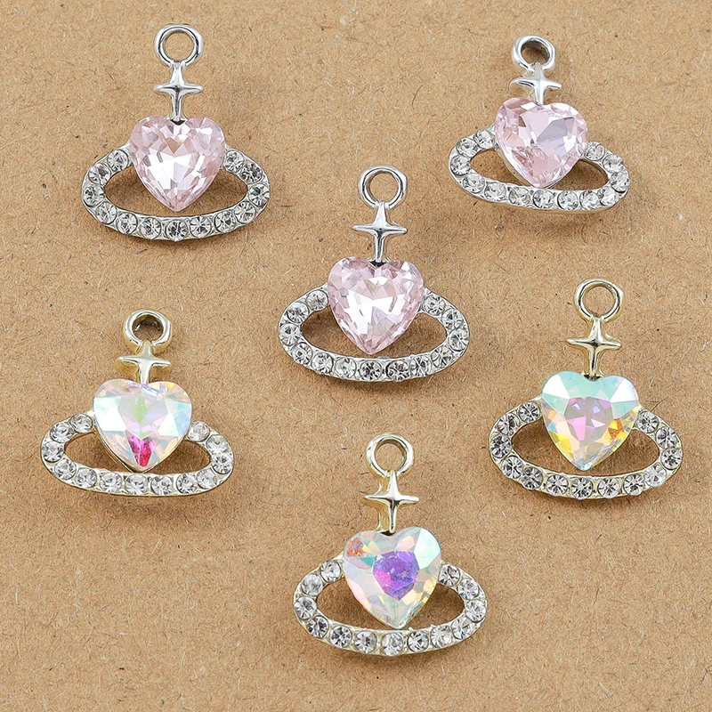 10 Stück 18*15mm Kristall CZ Liebe Herz Charms Anhänger für Schmuckherstellung DIY Ohrringe Halskette Armband Zubehör Zubehör